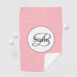 Modern Pastel Roze Monogram Naam Dames Golfhanddoek
