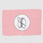 Modern Pastel Roze Monogram Naam Dames Golfhanddoek (Horizontaal)