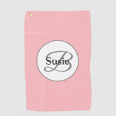Modern Pastel Roze Monogram Naam Dames Golfhanddoek (Voorkant)