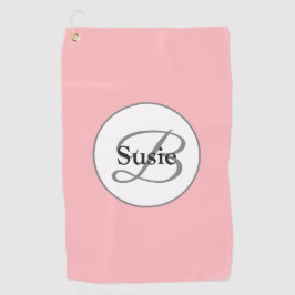 Modern Pastel Roze Monogram Naam Dames Golfhanddoek