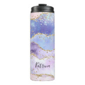 Modern Pastel Roze Paarse Glitter Thermosbeker (Voorkant)