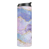 Modern Pastel Roze Paarse Glitter Thermosbeker (Gedraaid links)