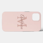 Modern Pastel Roze | Personal Initiaal Girly Case-Mate iPhone Case (Achterkant (horizontaal))