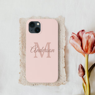 Modern Pastel Roze   Personal Initiaal Girly Case-Mate iPhone Case