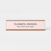 Modern Pastel Roze Professionele Zakelijke Kantoor Bureau Naambordje (Voorkant)