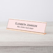 Modern Pastel Roze Professionele Zakelijke Kantoor Bureau Naambordje (Voorkant)