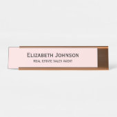 Modern Pastel Roze Professionele Zakelijke Kantoor Bureau Naambordje (Voorkant)