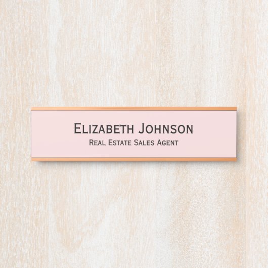 Modern Pastel Roze Professionele Zakelijke Kantoor Deurbordje (Voorkant)