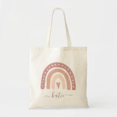 Modern Pastel Roze Rainbow Boho Jouw naam Tote Bag (Voorkant)