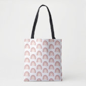 Modern Pastel Roze Rainbow Boho Pattern Jouw naam Tote Bag (Voorkant)