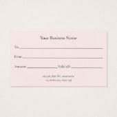 Modern pastel roze relatiegeschenk certificaat visitekaartje (Achterkant)