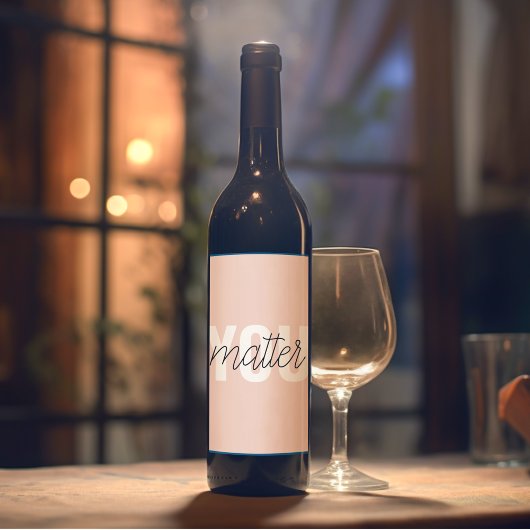 Modern Pastel Roze u maakt het Citaat van de Inspi Wijn Etiket