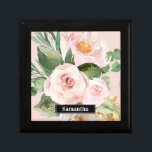 Modern Pastel Roze Waterverf Flowers & Name Cadeaudoosje<br><div class="desc">Modern Pastel Roze Waterverf Flowers & Name</div>