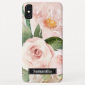 Modern Pastel Roze Waterverf Flowers & Name Case-Mate iPhone Case (Achterkant)