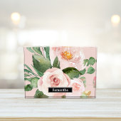 Modern Pastel Roze Waterverf Flowers & Name Fotoblokken