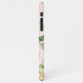 Modern Pastel Roze Waterverf Flowers & Name iPhone Hoesje (Linkerkant)