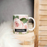 Modern Pastel Roze Waterverf Flowers & Name Koffiemok<br><div class="desc">Modern Pastel Roze Waterverf Flowers & Name</div>