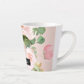Modern Pastel Roze Waterverf Flowers & Name Latte Mok (Rechts)