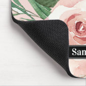 Modern Pastel Roze Waterverf Flowers & Name Muismat (Hoek)