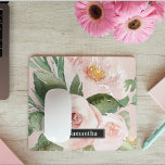 Modern Pastel Roze Waterverf Flowers & Name Muismat<br><div class="desc">Modern Pastel Roze Waterverf Flowers & Name</div>