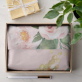 Modern Pastel Roze Waterverf Flowers & Name Tissuepapier (Geschenk)