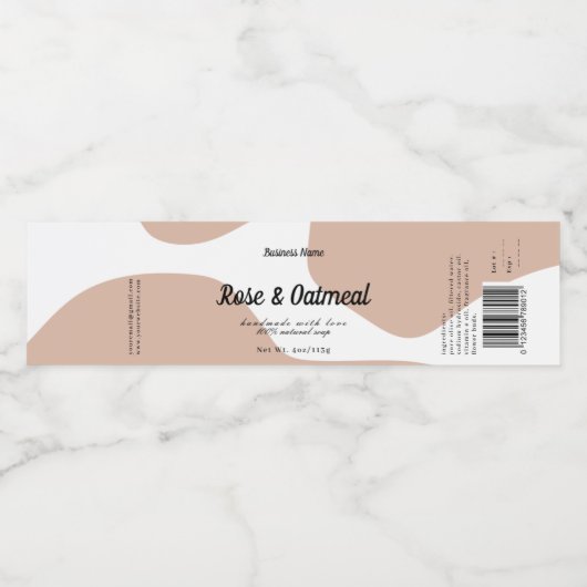 Modern pastel roze zeep Label-ontwerp Waterfles Etiket (Enkel label)
