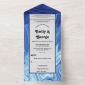 Modern pastel Shiny Blue Abstract artistiek huweli All In One Uitnodiging (Binnen)