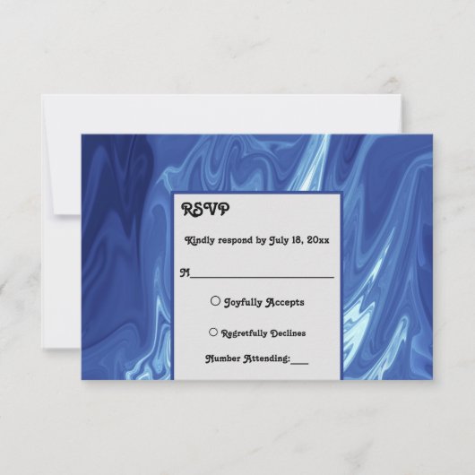 Modern pastel Shiny Blue Abstract artistiek huweli RSVP Kaartje (Voorkant)
