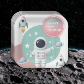 Modern Pastel Space Explorer Baby shower Papieren Bordje