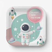 Modern Pastel Space Explorer Baby shower Papieren Bordje (Voorkant)