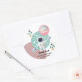 Modern Pastel Space Explorer Baby shower Ronde Sticker (Envelop)