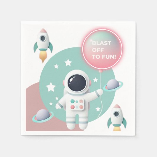 Modern Pastel Space Explorer Baby shower Servet (Voorkant)