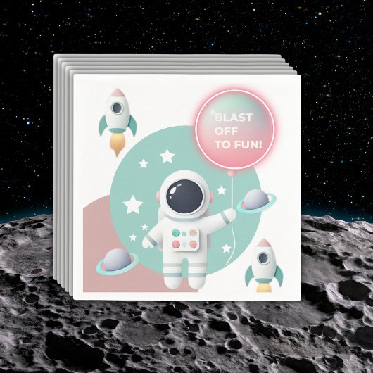 Modern Pastel Space Explorer Baby shower Servet