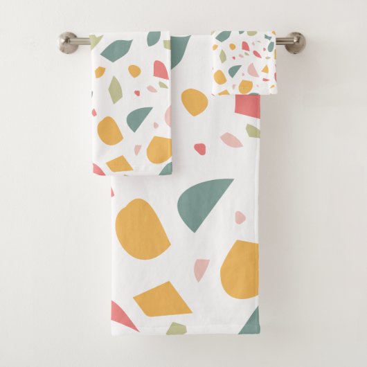 Modern pastel terrazzo patroon bad handdoek (Insitu)