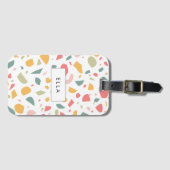 Modern pastel terrazzo patroon bagagelabel (Voorkant (horizontaal))