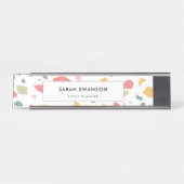 Modern pastel terrazzo patroon bureau naambordje (Voorkant)