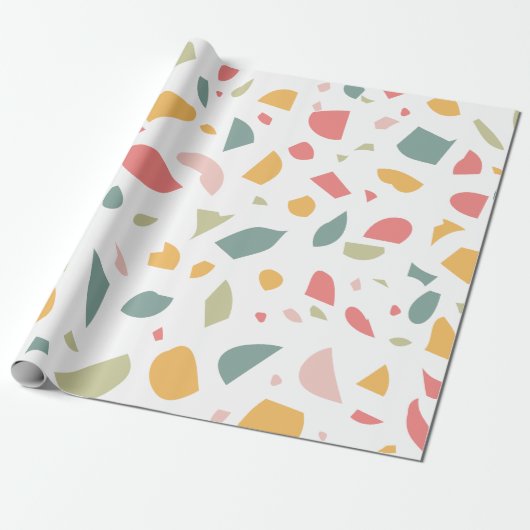 Modern pastel terrazzo patroon cadeaupapier (Uitgerold)