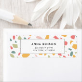 Modern pastel terrazzo patroon etiket (Insitu)