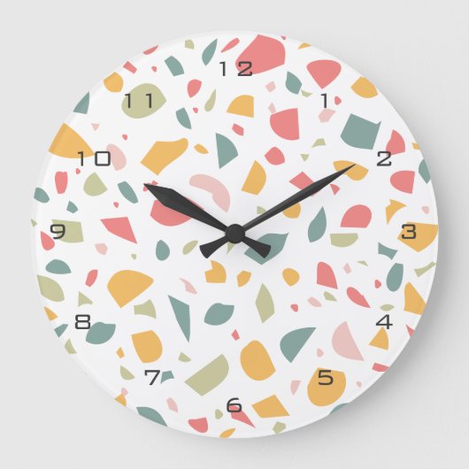 Modern pastel terrazzo patroon grote klok (Voorkant)