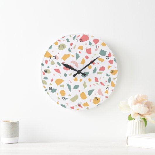 Modern pastel terrazzo patroon grote klok (Huis)