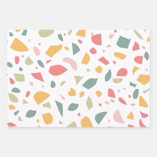 Modern pastel terrazzo patroon inpakpapier vel (Voorkant)