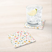 Modern pastel terrazzo patroon kartonnen onderzetters (Insitu)