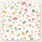Modern pastel terrazzo patroon kartonnen onderzetters (Voorkant)