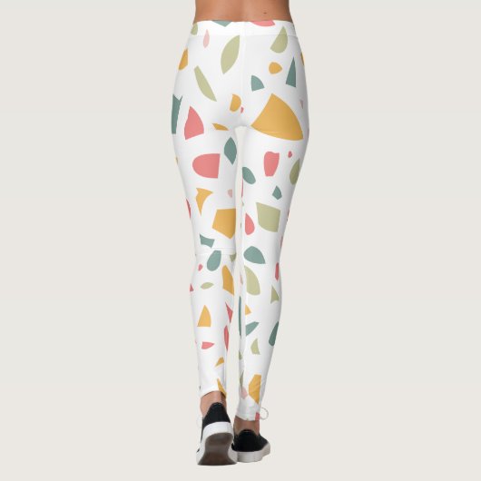 Modern pastel terrazzo patroon leggings (Achterkant)