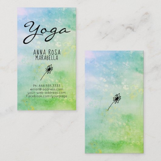 *~* Modern Pastel Turquoise Green Daisy Yoga Reiki Visitekaartje (Voorkant / Achterkant)