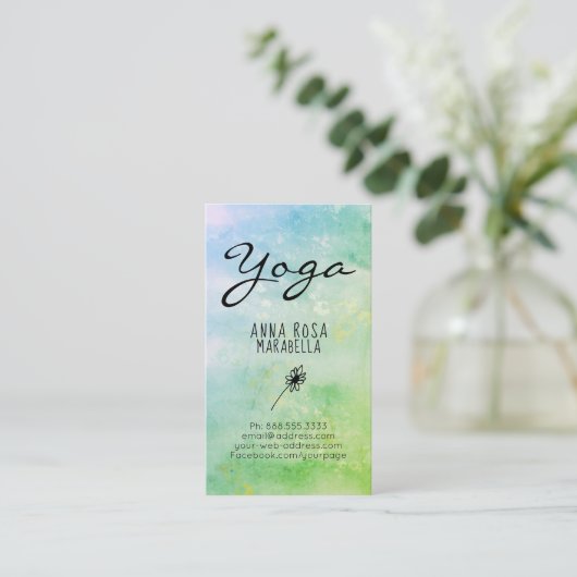 *~* Modern Pastel Turquoise Green Daisy Yoga Reiki Visitekaartje (Staand voorkant)