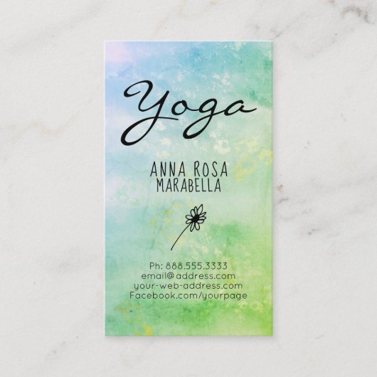 *~* Modern Pastel Turquoise Green Daisy Yoga Reiki Visitekaartje (Voorkant)