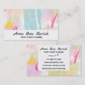 *~* Modern pastel Turquoise Roze Geel Abstract Visitekaartje (Voorkant / Achterkant)