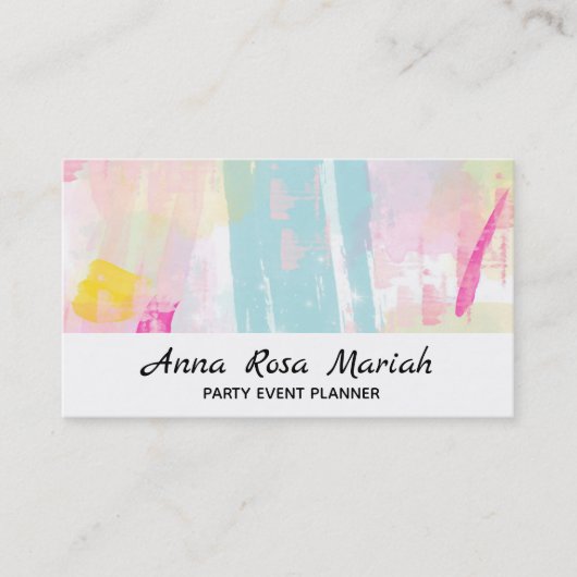 *~* Modern pastel Turquoise Roze Geel Abstract Visitekaartje (Voorkant)