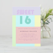 Modern Pastel | Uitnodiging voor zestien dagen (Staand voorkant)